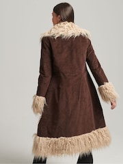 Superdry Dark Brown Vintage Long Afghan Coat - Image 2 of 8
