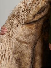 Superdry Dark Brown Vintage Long Afghan Coat - Image 7 of 8