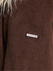 Superdry Dark Brown Vintage Long Afghan Coat - Image 8 of 8
