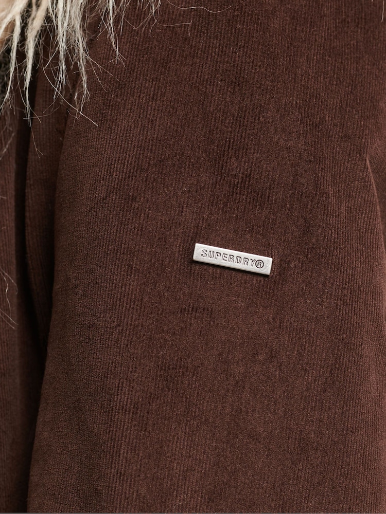 Superdry Dark Brown Vintage Long Afghan Coat - Image 8 of 8