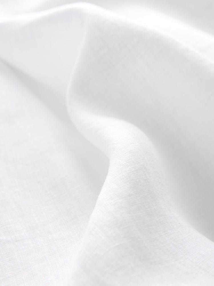 White Shirred Premium 100% Linen Summer Midi Dress - Image 5 of 5
