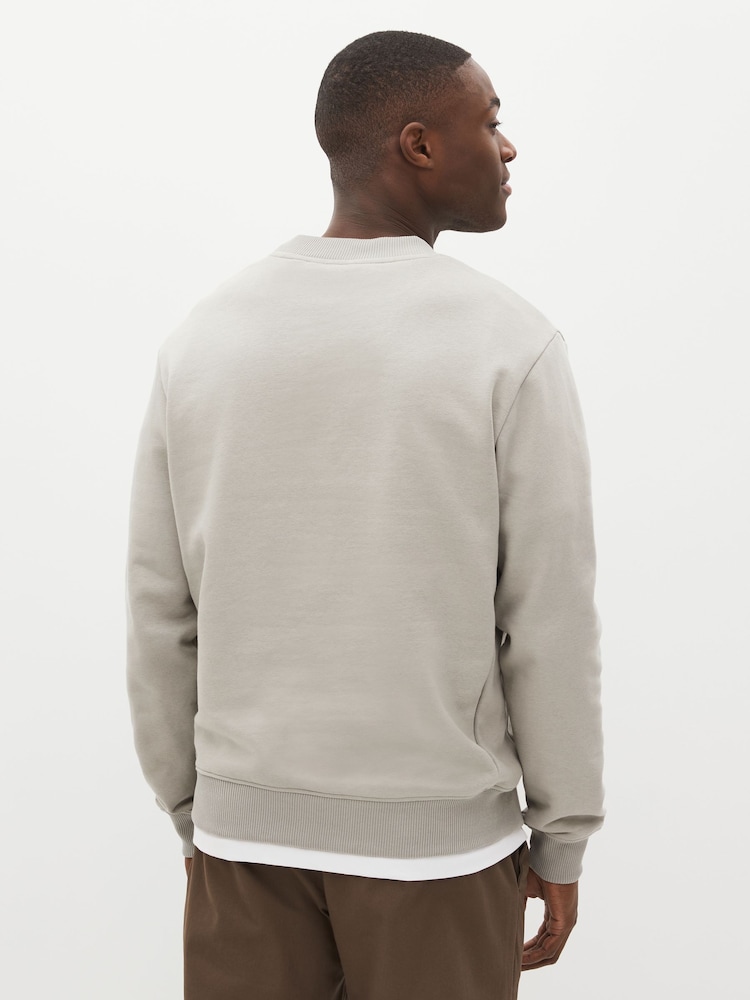 Light Grey Regular Fit Jersey Cotton Rich Crew Sweatshirt - Image 2 of 7