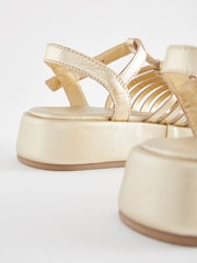 Gold Leather Chunky Gladiator Sandals - Image 3 of 5