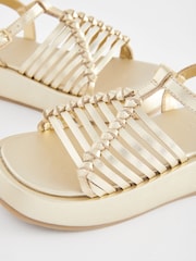 Gold Leather Chunky Gladiator Sandals - Image 5 of 5
