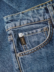 Superdry Sky Blue Mid Rise Wide Leg 100% Cotton Jeans - Image 4 of 4