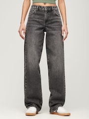 Superdry Black Mid Rise Wide Leg Jeans - Image 1 of 7