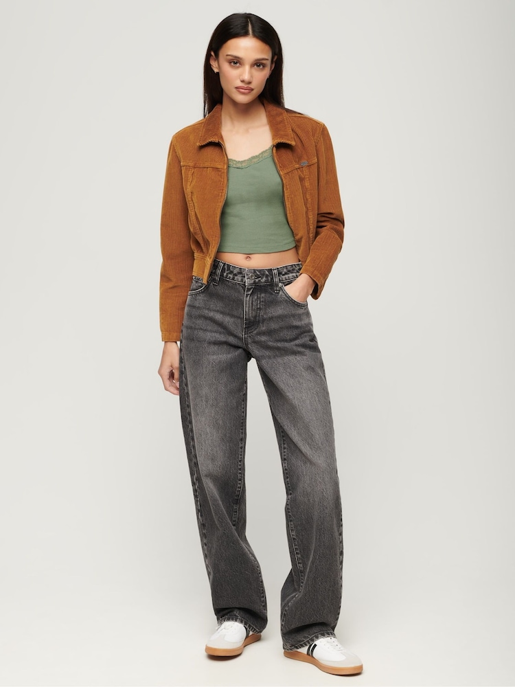Superdry Black Mid Rise Wide Leg Jeans - Image 2 of 7