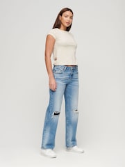 Superdry Light Blue Mid Rise Wide Leg Jeans - Image 3 of 5