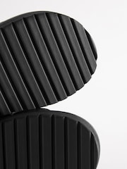 Black Leather Quilted Two Strap  Sandals - Image 5 of 7