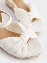 White Broderie Bow Wedge Sandals - Image 5 of 7