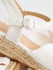 White Broderie Bow Wedge Sandals - Image 6 of 7