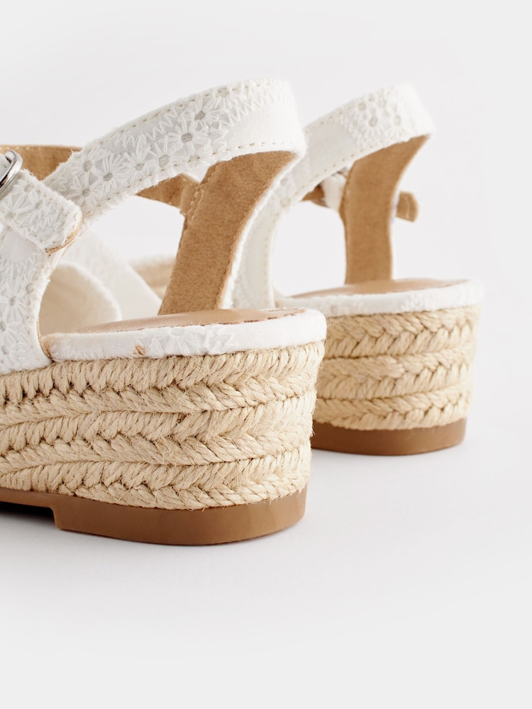 White Broderie Bow Wedge Sandals - Image 7 of 7