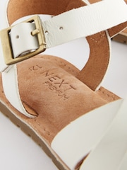 White Wide Fit (G) Leather Woven Sandals - Image 5 of 5