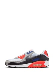 Nike White/Coral Air Max 90 Trainers - Image 4 of 8