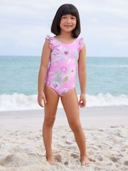 Rosa floral - Bañador con mangas de volantes (3 meses-12 años) - Imagen 3 de 8