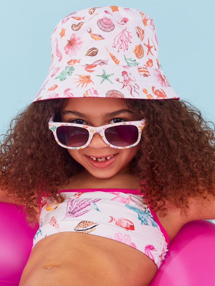 Angels By Accessorize Shell Print Bucket White Hat - Image 1 of 1