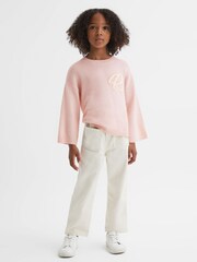 Reiss Pink Afi 9-13 yrs Wool Blend Motif Jumper - Image 1 of 6