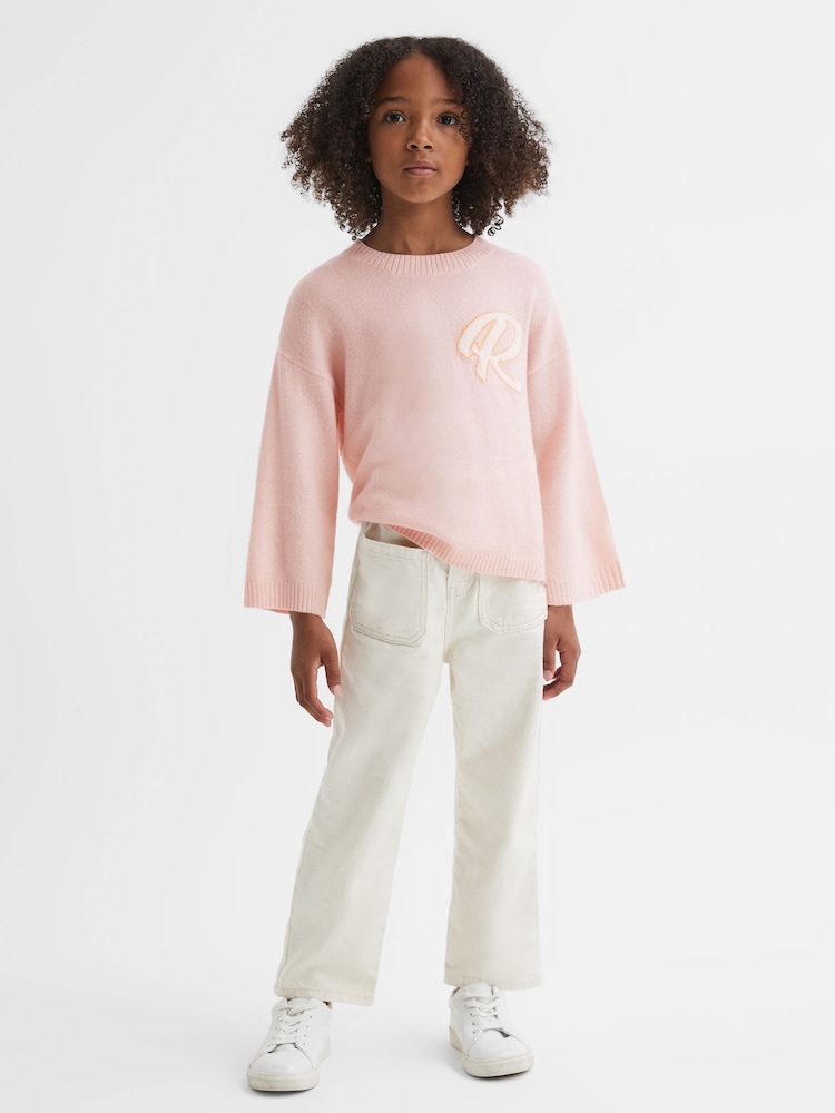 Reiss Pink Afi 9-13 yrs Wool Blend Motif Jumper - Image 1 of 6