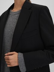 Reiss Black Alia Petite Oversized Wool Blend Single Breasted Blazer - Image 4 of 7