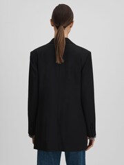 Reiss Black Alia Petite Oversized Wool Blend Single Breasted Blazer - Image 5 of 7