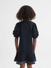 Reiss Navy Clea 9-13 yrs Jersey Puff Sleeve Mini Dress - Image 5 of 7