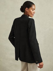 Reiss Black Lana Petite Tailored Textured Wool Blend Double Breasted Blazer - Image 4 of 6