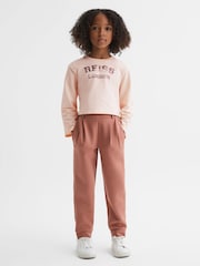 Reiss Pink Alanna 9-13 yrs Cotton Motif Crew Neck Top - Image 1 of 6