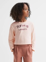 Reiss Pink Alanna 9-13 yrs Cotton Motif Crew Neck Top - Image 3 of 6