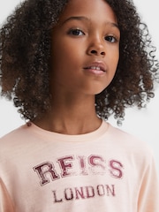 Reiss Pink Alanna 13-14 yrs Cotton Motif Crew Neck Top - Image 1 of 6