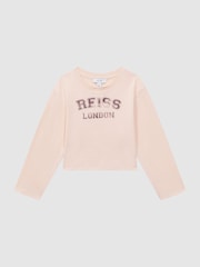 Reiss Pink Alanna 13-14 yrs Cotton Motif Crew Neck Top - Image 2 of 6