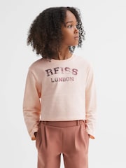 Reiss Pink Alanna 13-14 yrs Cotton Motif Crew Neck Top - Image 3 of 6