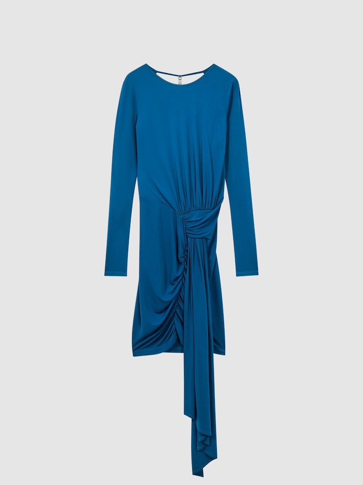 Reiss Teal Isadora Embellished Chain Bodycon Mini Dress - Image 2 of 6