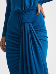 Reiss Teal Isadora Embellished Chain Bodycon Mini Dress - Image 3 of 6