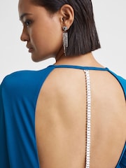 Reiss Teal Isadora Embellished Chain Bodycon Mini Dress - Image 4 of 6