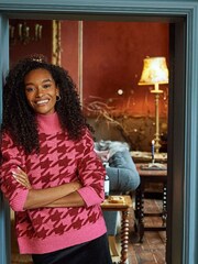 Crew Clothing Berry Red Dogtooth Jumper - Image 1 of 5