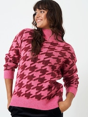 Crew Clothing Berry Red Dogtooth Jumper - Image 2 of 5