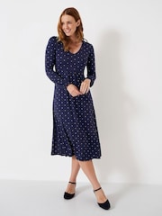 Crew Clothing Company Blue Metallic Jersey Dress - Image 1 of 4