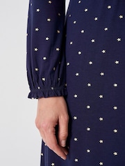 Crew Clothing Company Blue Metallic Jersey Dress - Image 4 of 4