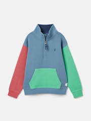 Joules Boys' Alistair Blue Boys' Quarter Zip Sweatshirt - Image 1 of 5