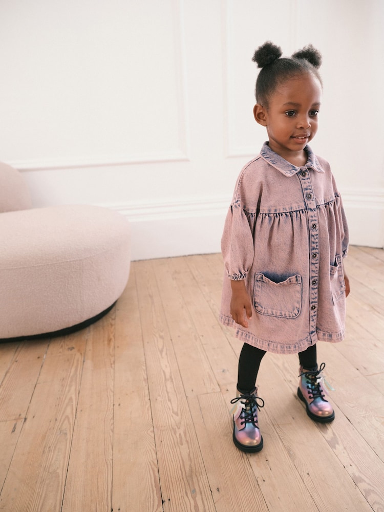 Pink/Blue Denim Cotton Shirt Dress (3mths-8yrs) - Image 1 of 6