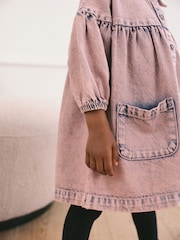 Pink/Blue Denim Cotton Shirt Dress (3mths-8yrs) - Image 3 of 6