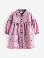 Pink/Blue Denim Cotton Shirt Dress (3mths-8yrs) - Image 4 of 6