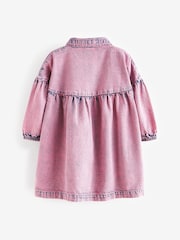 Pink/Blue Denim Cotton Shirt Dress (3mths-8yrs) - Image 5 of 6