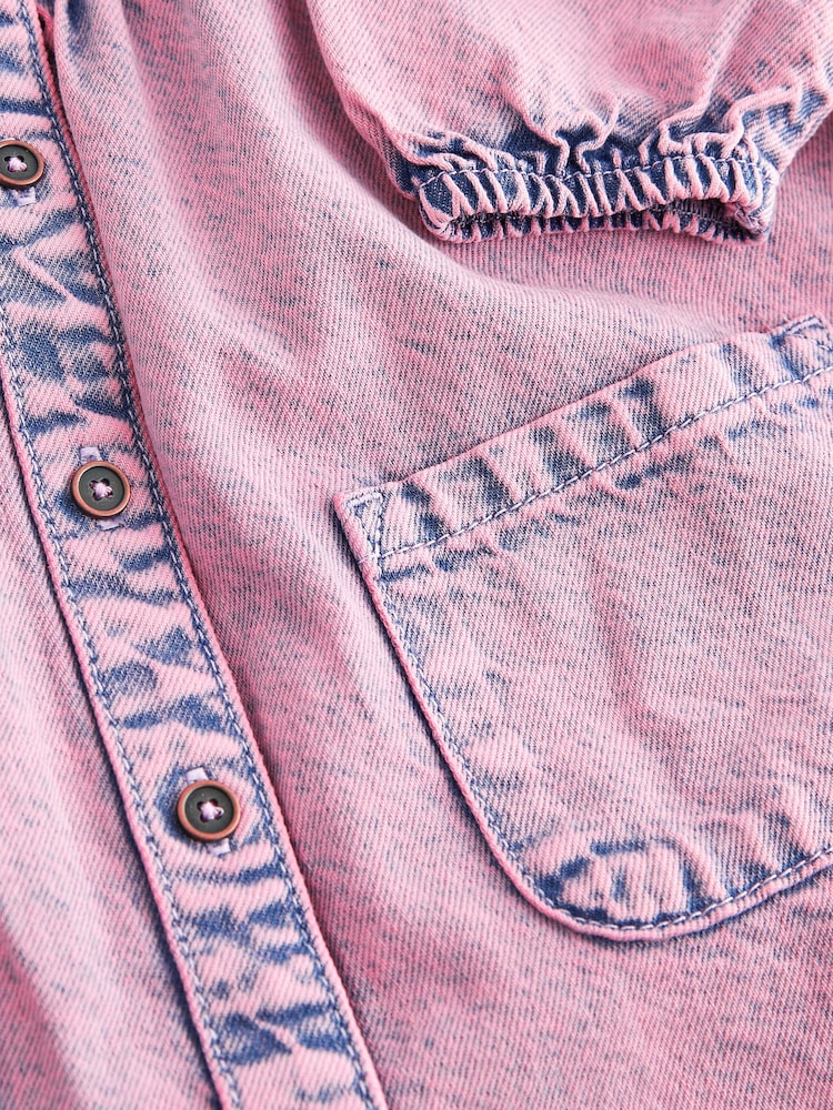 Pink/Blue Denim Cotton Shirt Dress (3mths-8yrs) - Image 6 of 6