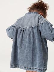 Blue Denim Embroidered 100% Cotton Shirt Dress (3mths-8yrs) - Image 3 of 7