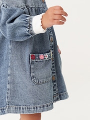 Blue Denim Embroidered 100% Cotton Shirt Dress (3mths-8yrs) - Image 4 of 7