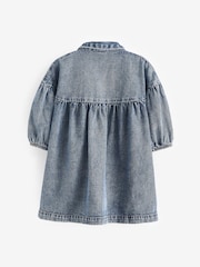 Blue Denim Embroidered 100% Cotton Shirt Dress (3mths-8yrs) - Image 6 of 7