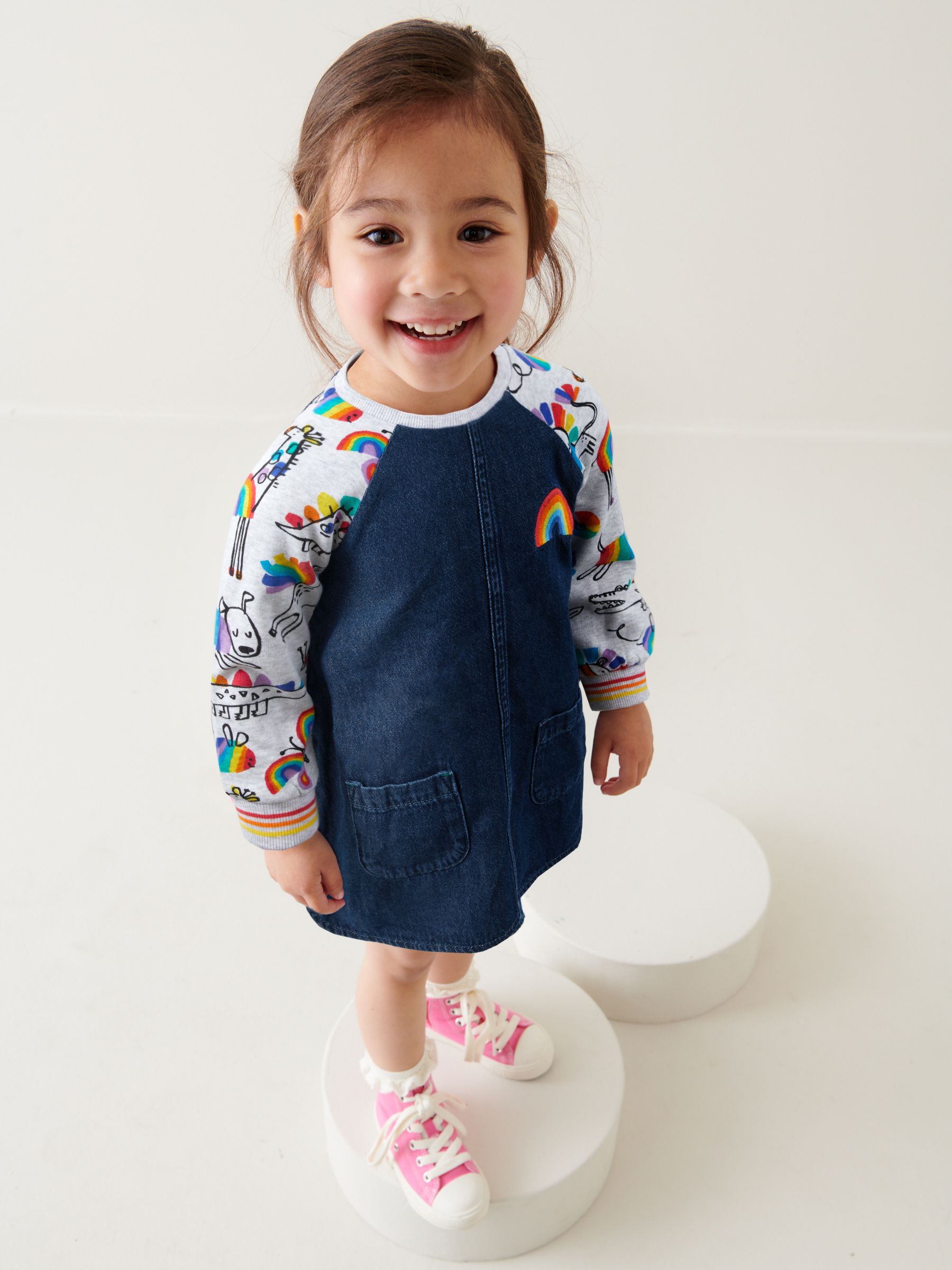 Buy Rainbow Character Print Raglan Denim Dress 3mths 8yrs from Next Luxembourg