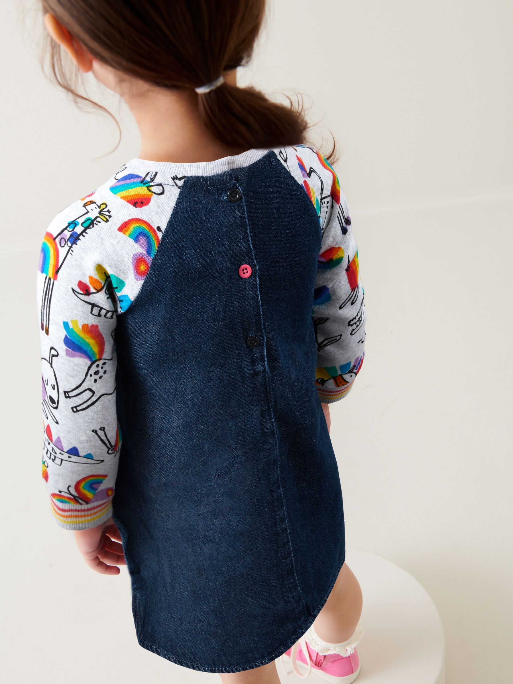 Rainbow denim dress online