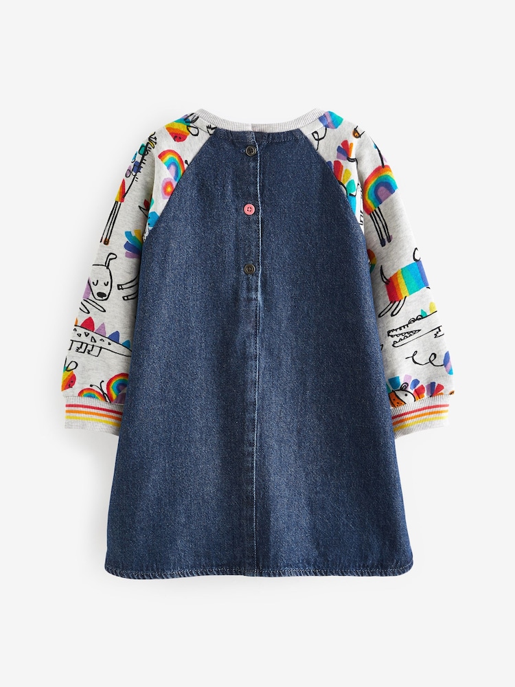Buy Rainbow Character Print Raglan Denim Dress (3mths-8yrs) from